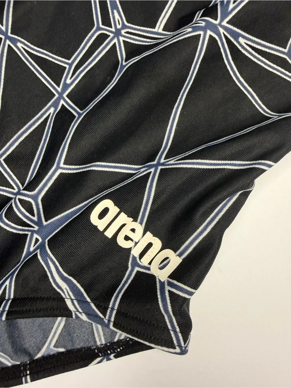 Arena Black One-Piece Swimsuit with White Geometric Print